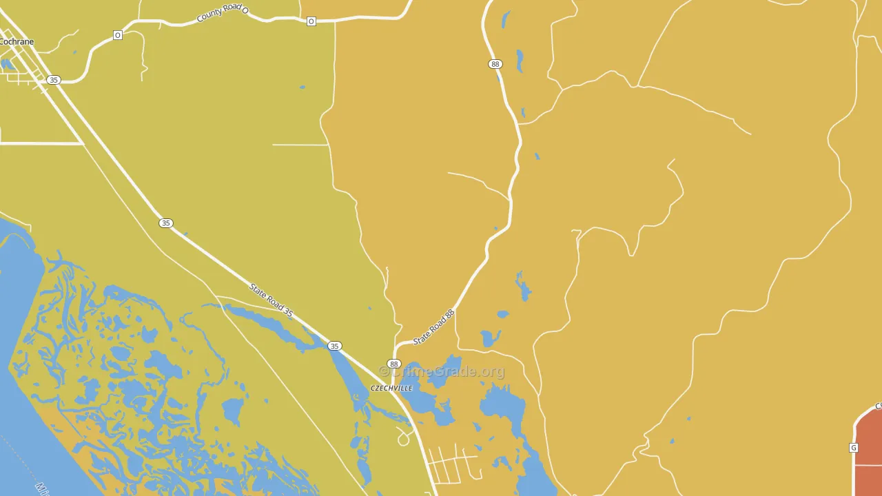 Czechville, WI Map of Murder Rates