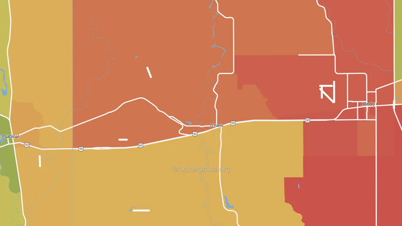 D'Hanis, TX Map of Murder Rates