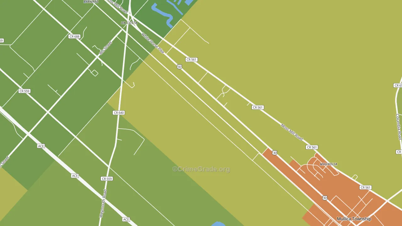 Da Costa, NJ Map of Murder Rates