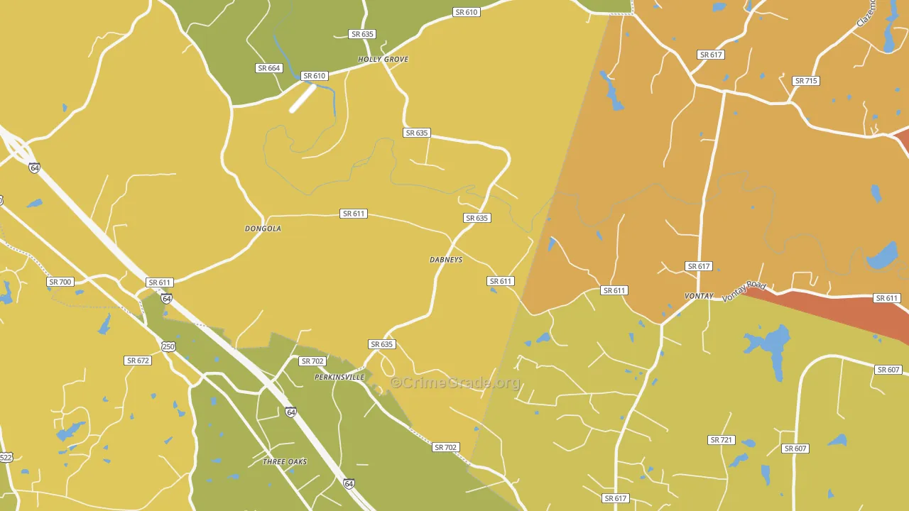 Dabneys, VA Map of Murder Rates