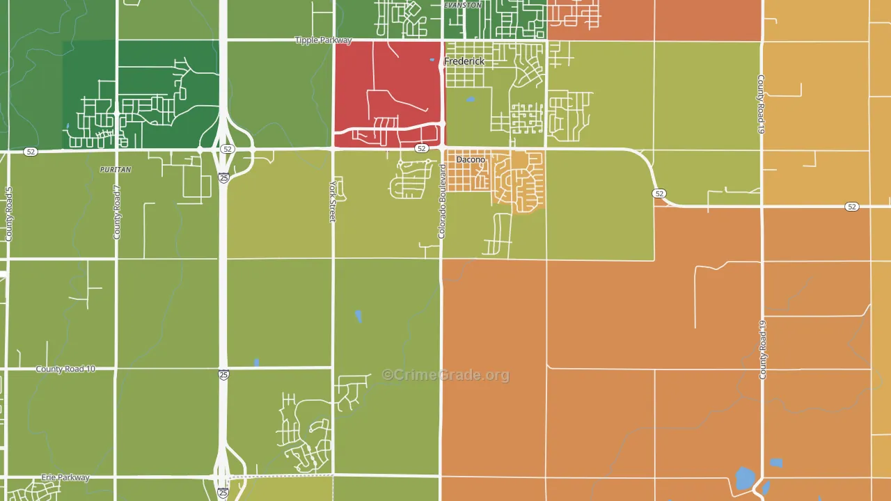 Dacono, CO Map of Murder Rates