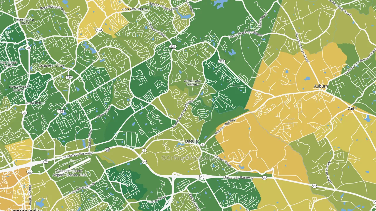 Dacula, GA Map of Murder Rates