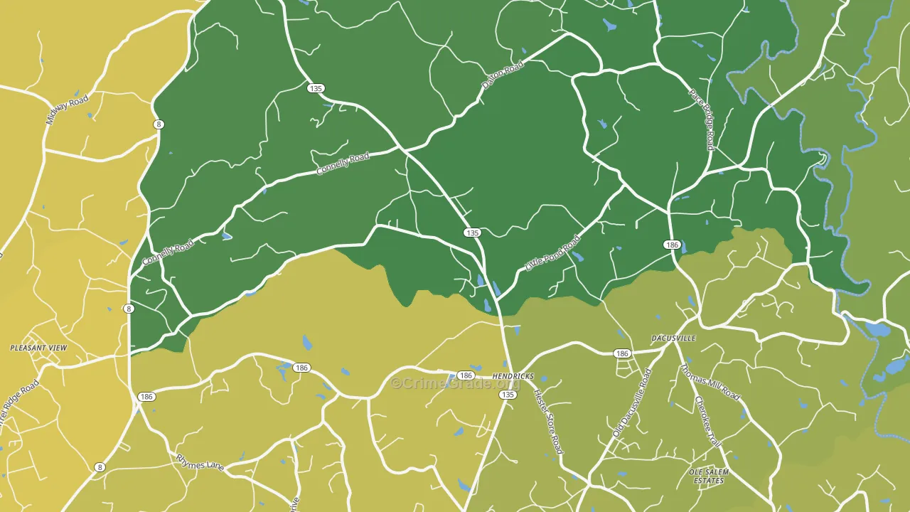Dacusville, SC Map of Murder Rates