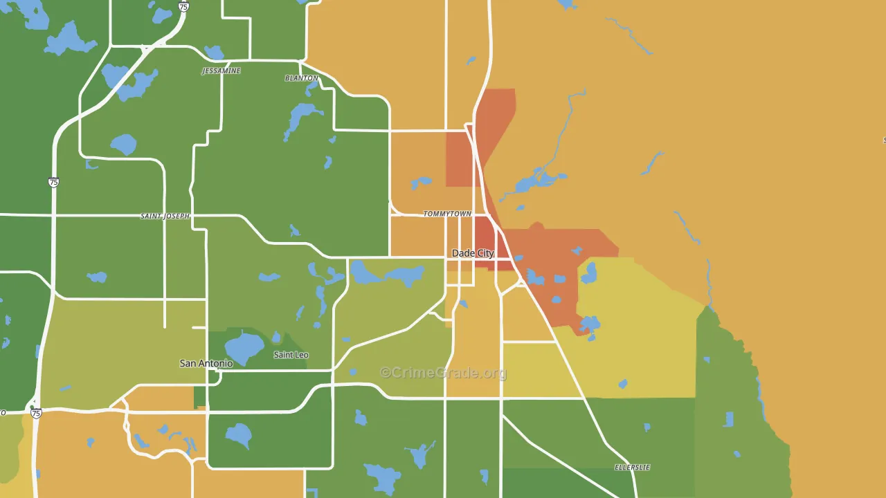 Dade City, FL Map of Murder Rates