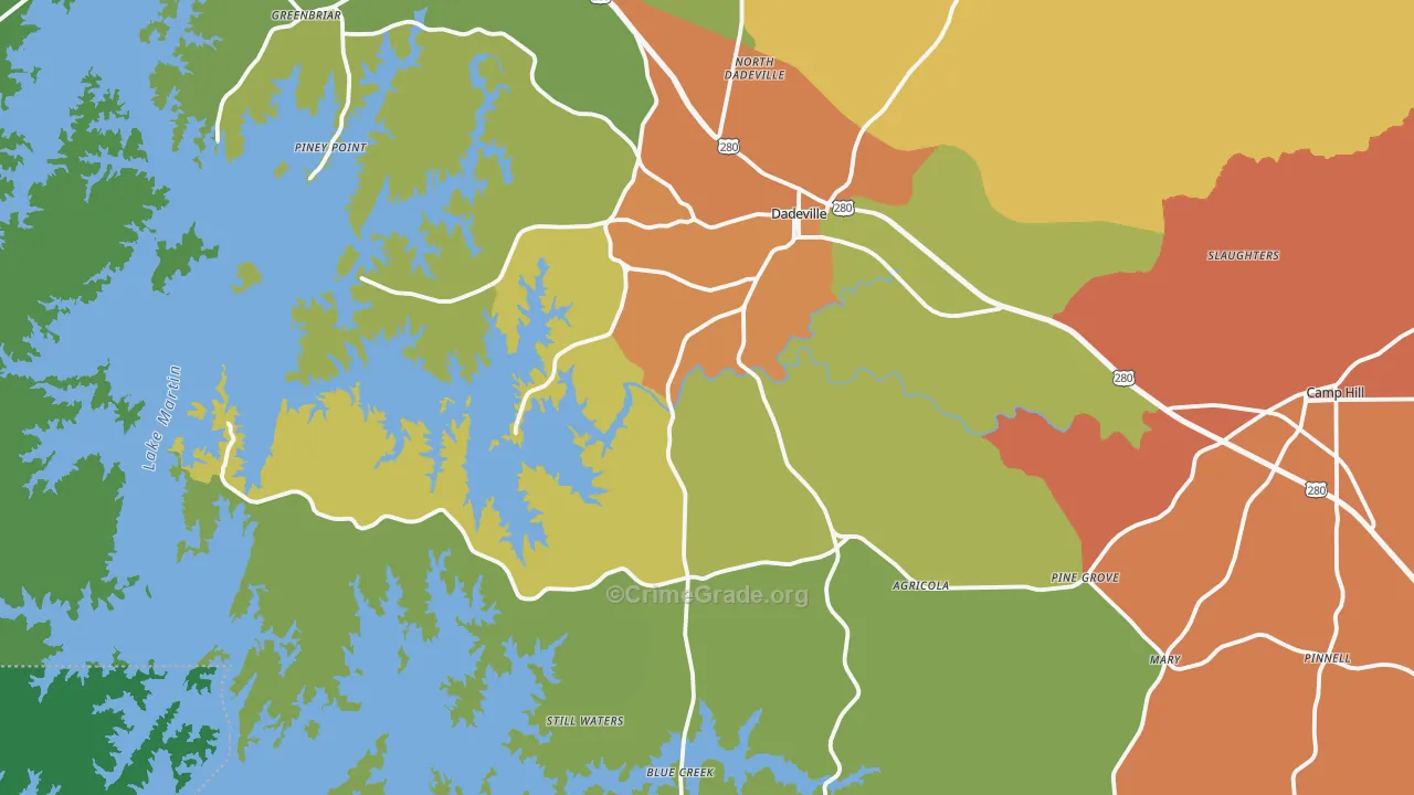 Dadeville, AL Map of Murder Rates