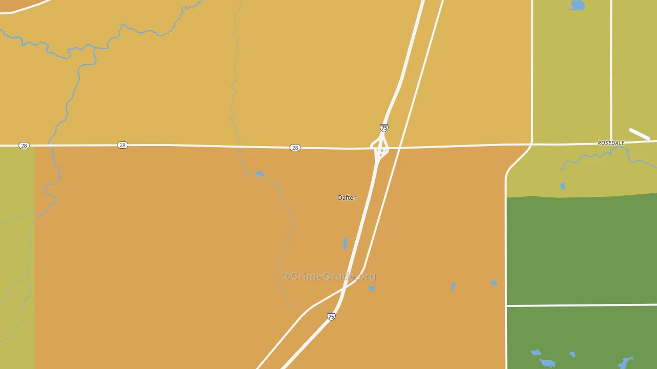 Dafter, MI Map of Murder Rates