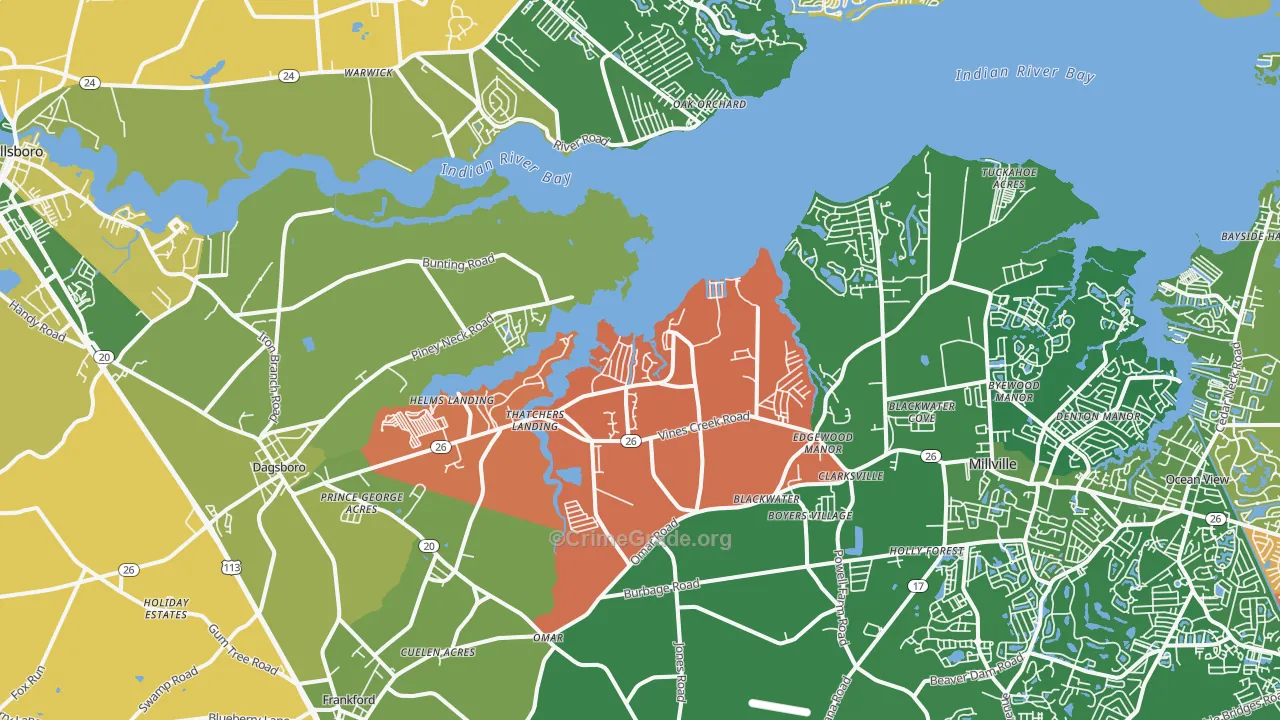 Dagsboro, DE Map of Murder Rates