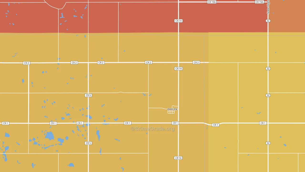 Dahlen, ND Map of Murder Rates
