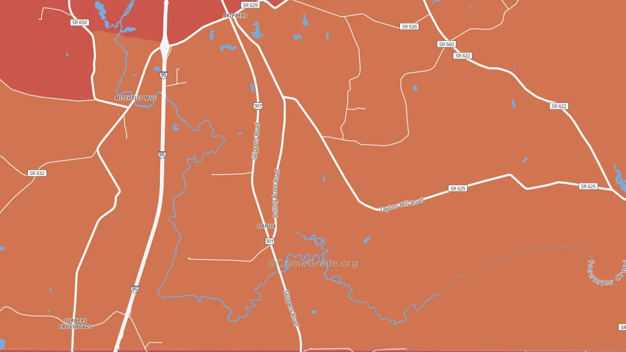 Dahlia, VA Map of Murder Rates