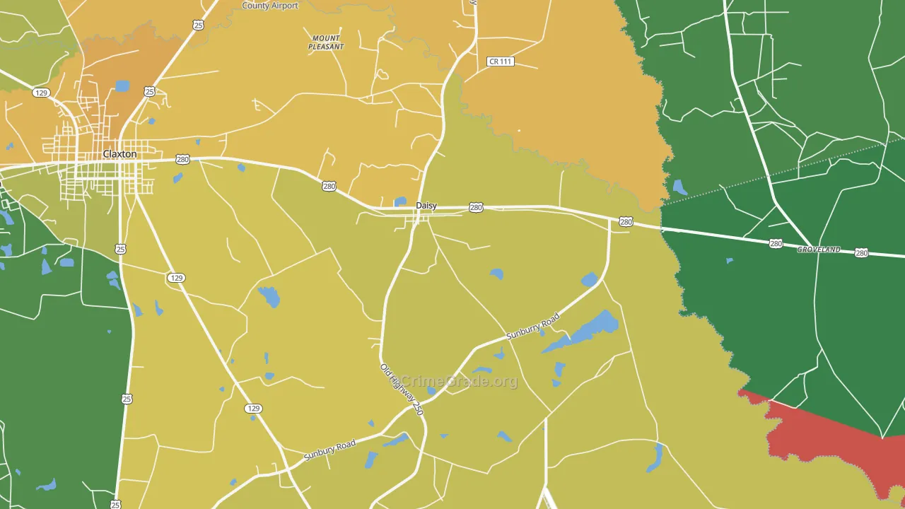 Daisy, GA Map of Murder Rates