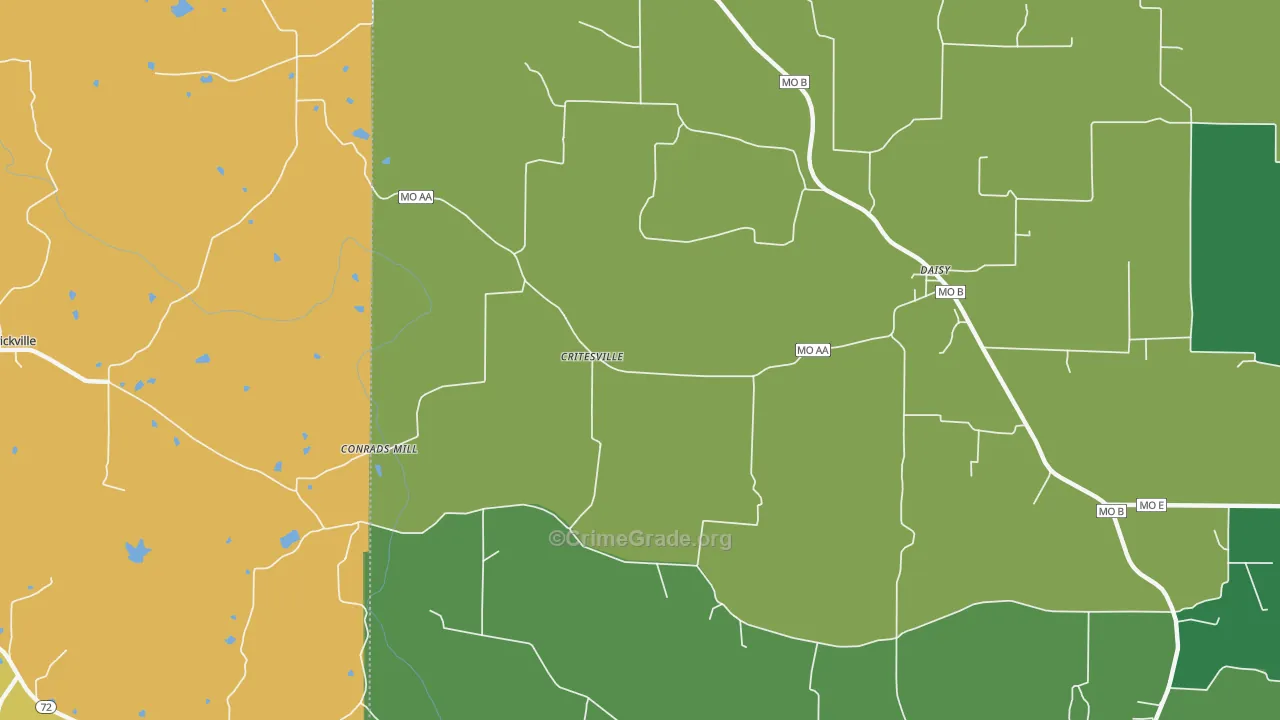 Daisy, MO Map of Murder Rates