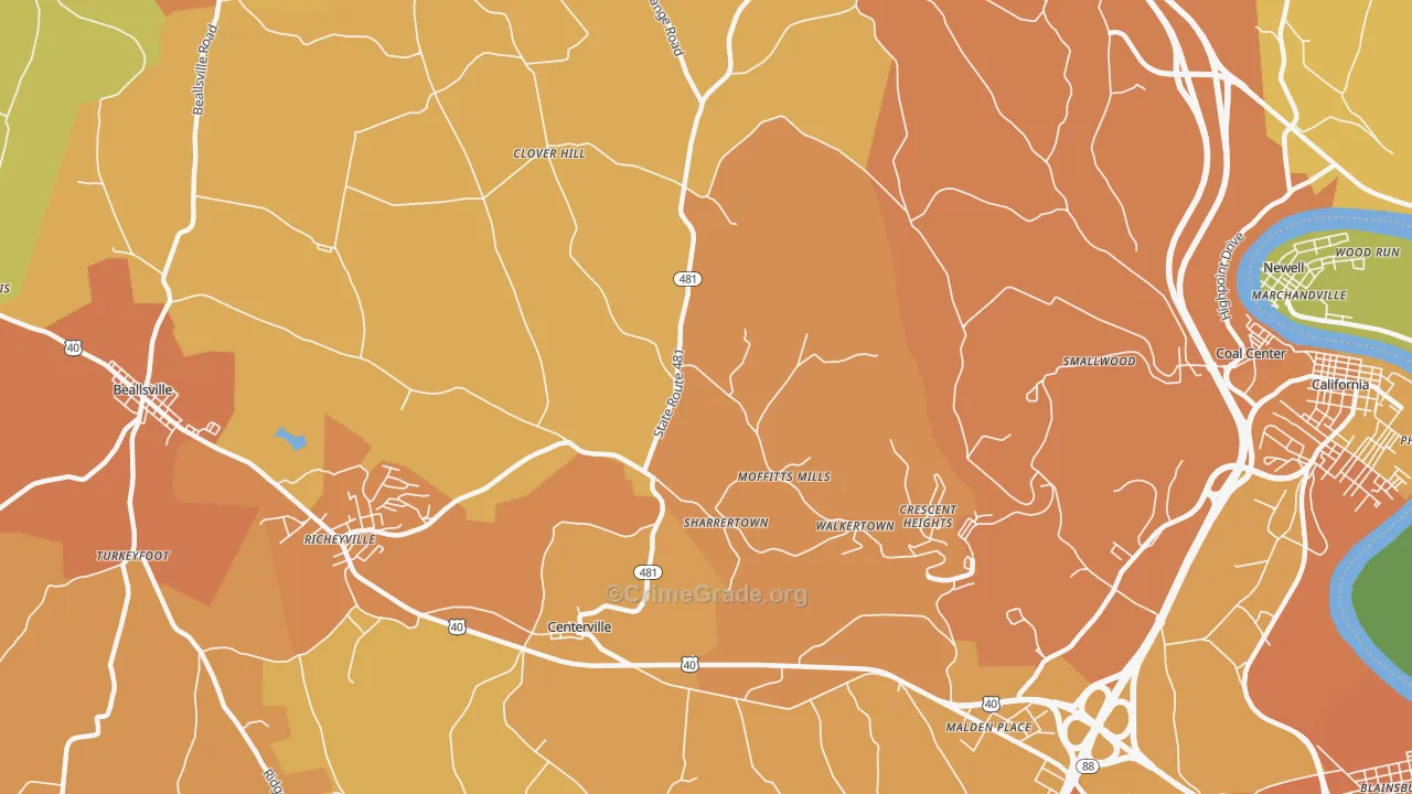 Daisytown, PA Map of Murder Rates