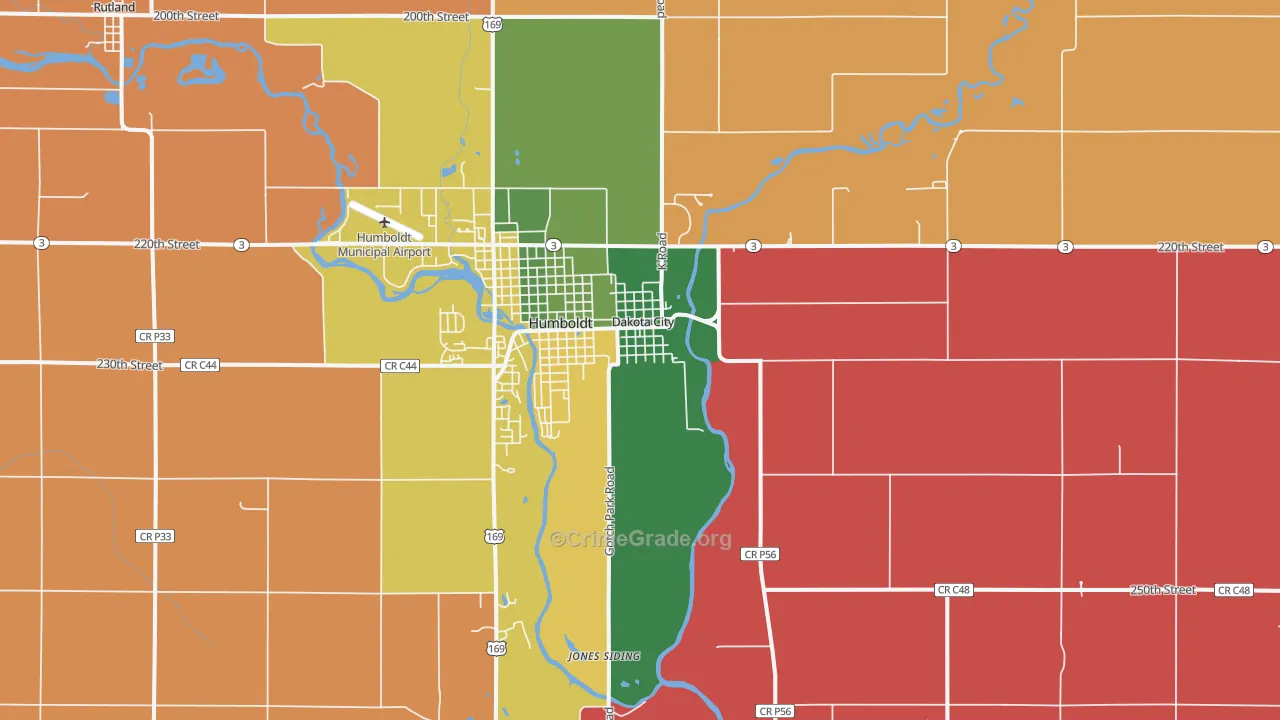 Dakota City, IA Map of Murder Rates