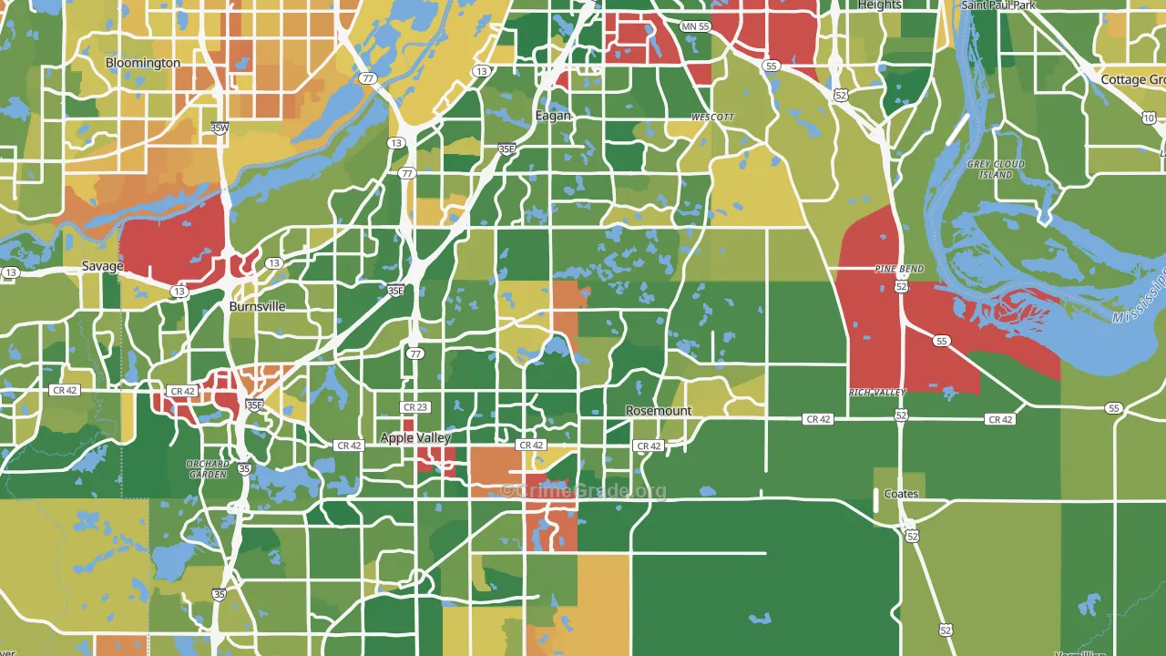 Dakota County, MN Map of Murder Rates