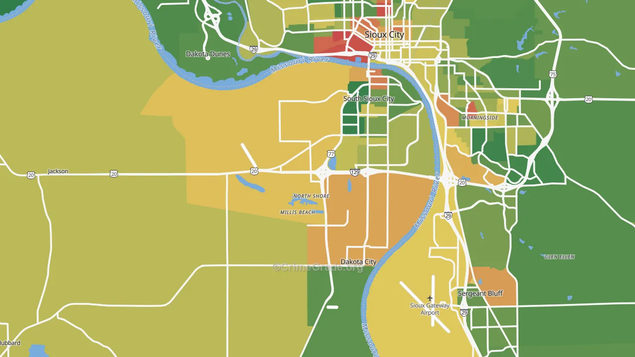 Dakota County, NE Map of Murder Rates