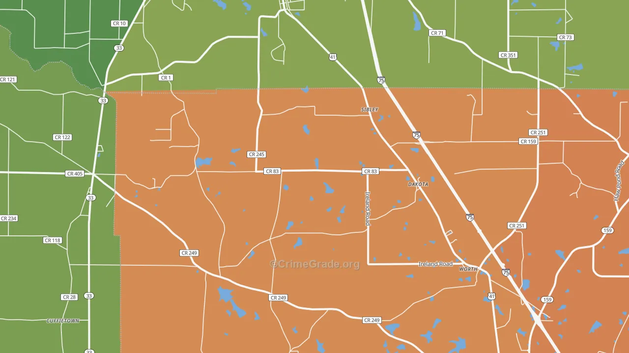 Dakota, GA Map of Murder Rates
