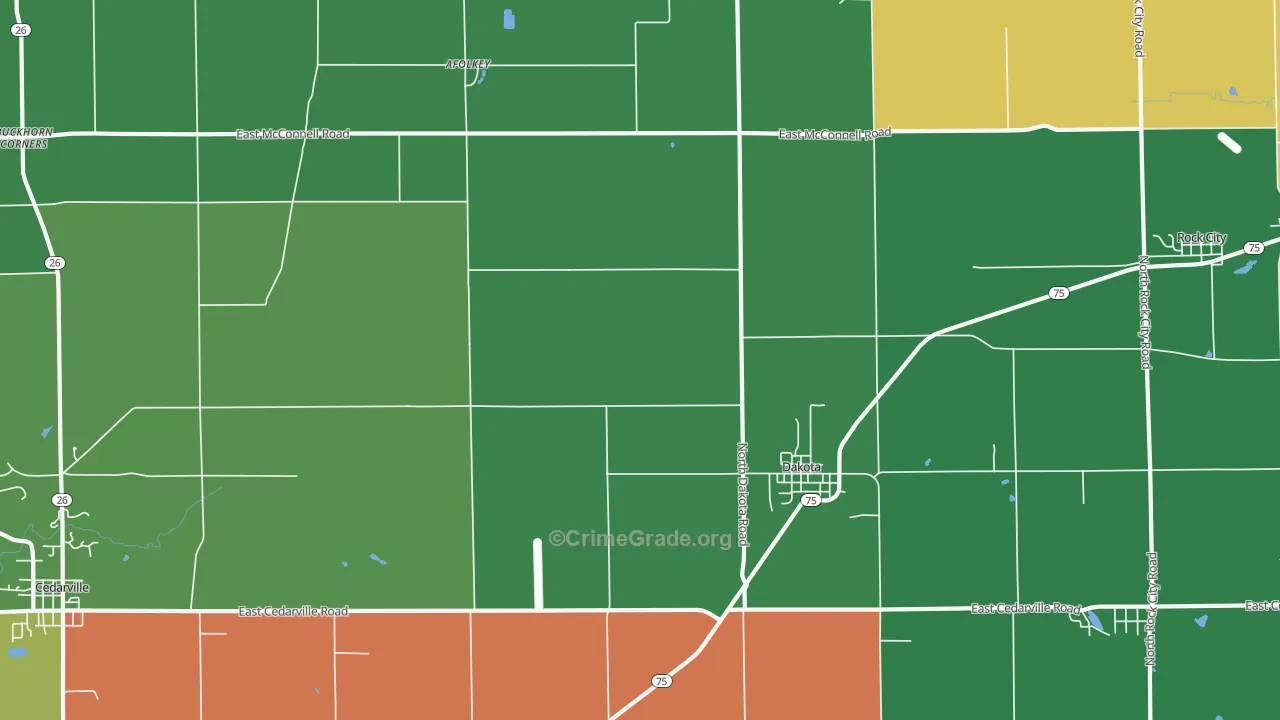 Dakota, IL Map of Murder Rates