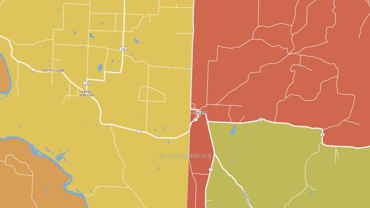 Dalark, AR Map of Murder Rates