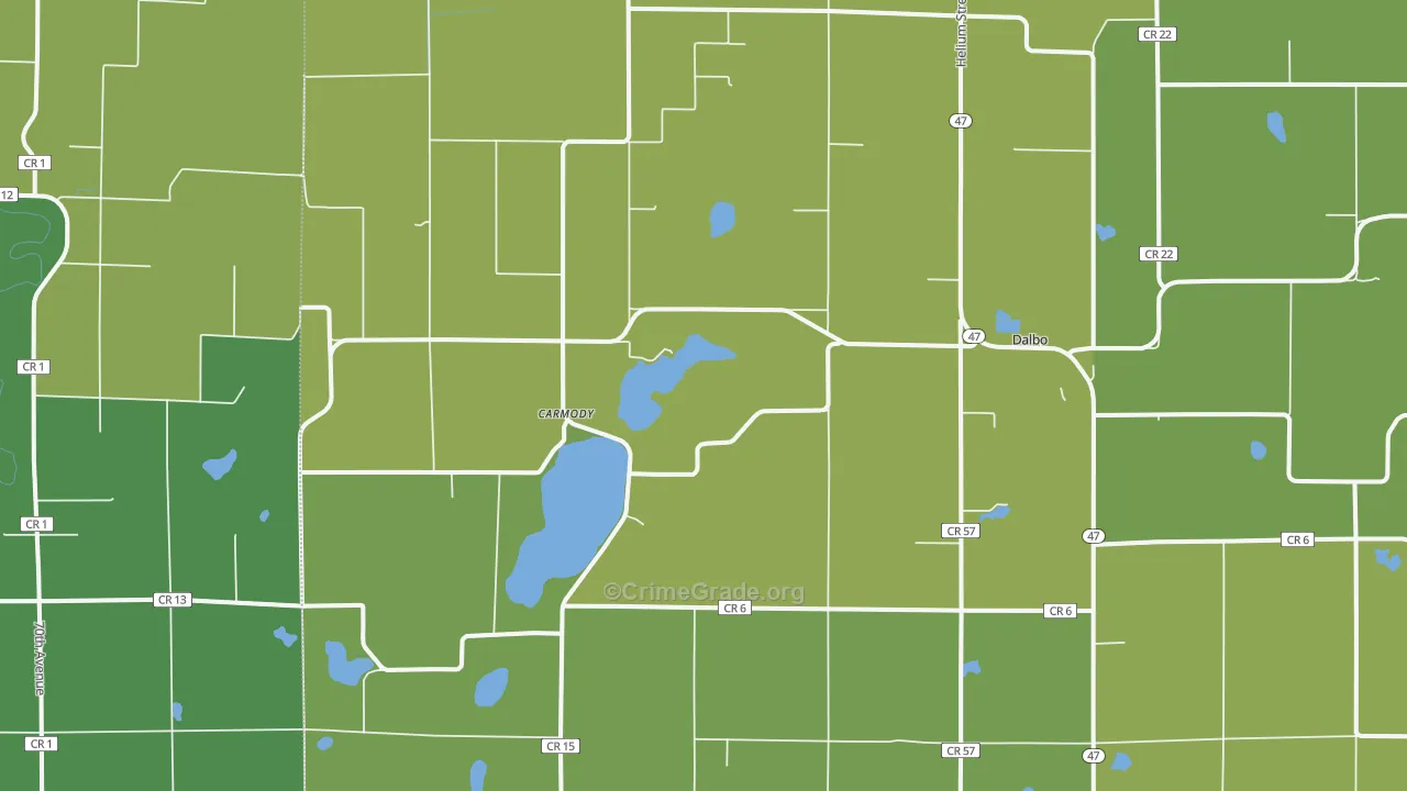 Dalbo, MN Map of Murder Rates