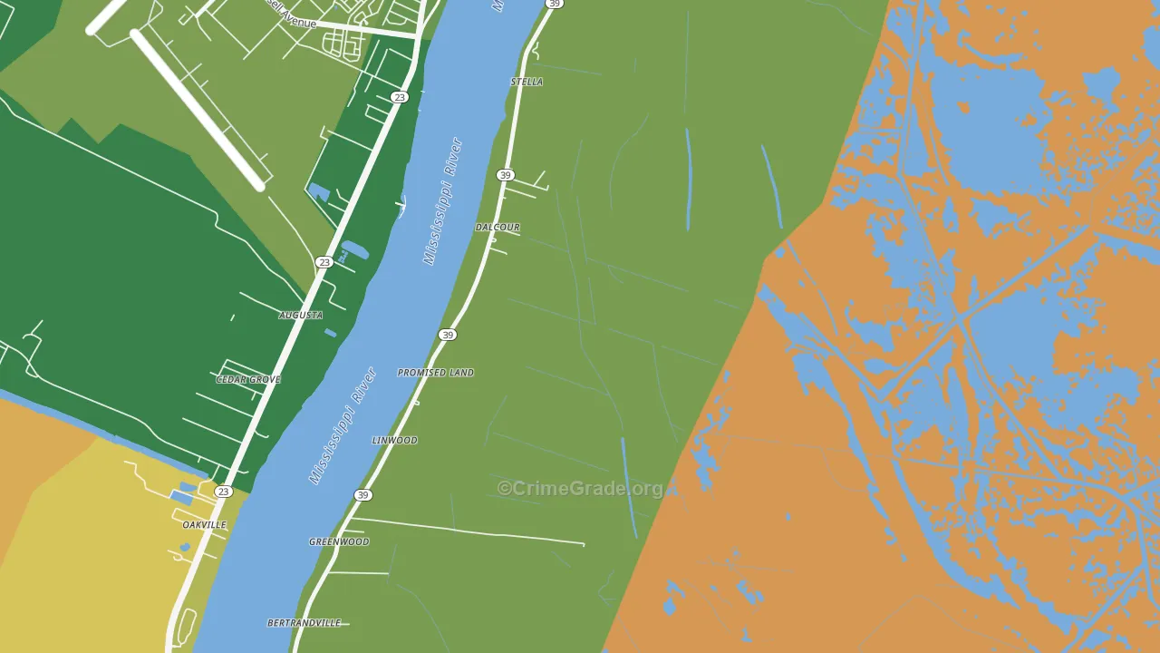 Dalcour, LA Map of Murder Rates