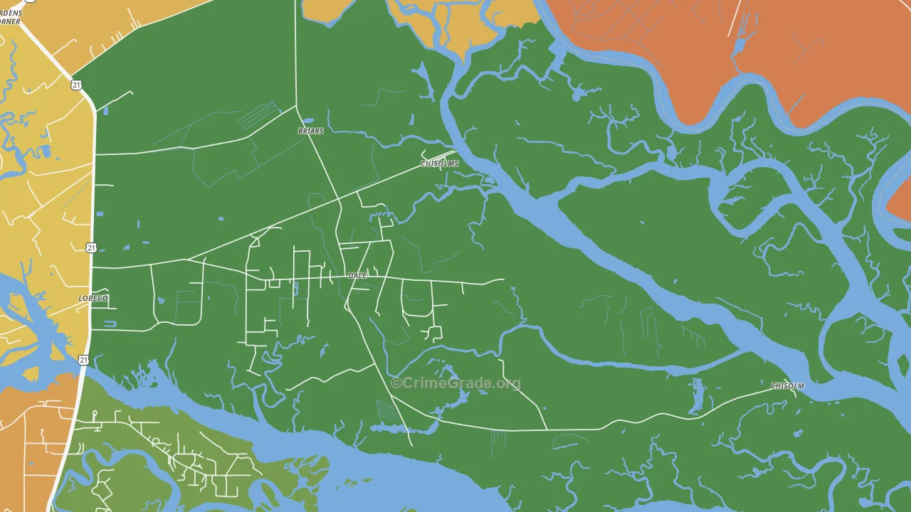 Dale, SC Map of Murder Rates