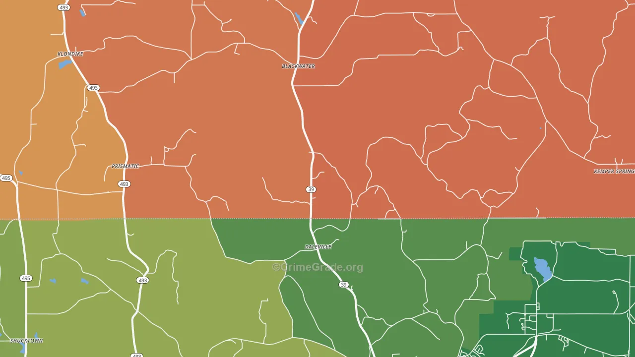 Daleville, MS Map of Murder Rates
