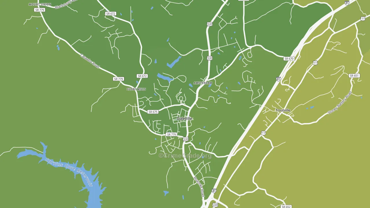 Daleville, VA Map of Murder Rates