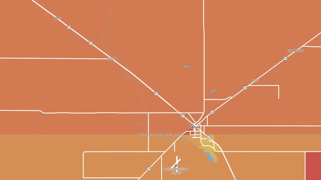Dallam County, TX Map of Murder Rates