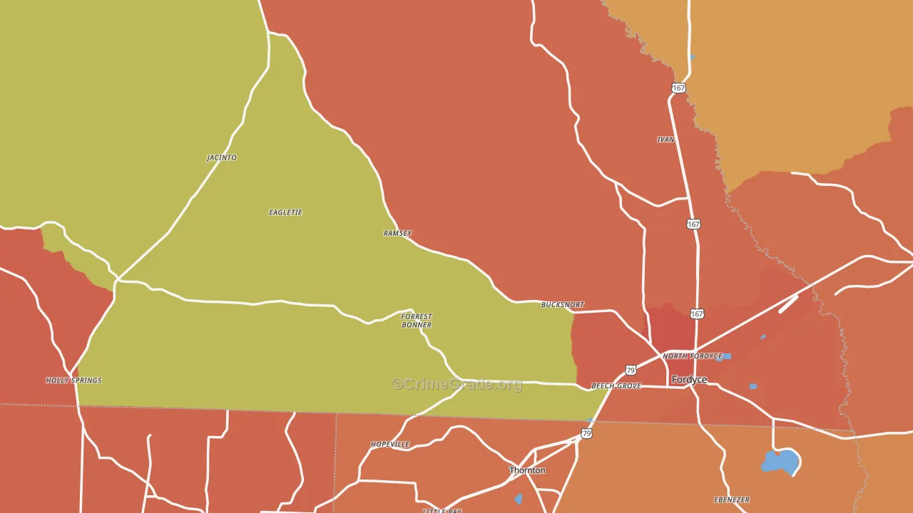Dallas County, AR Map of Murder Rates