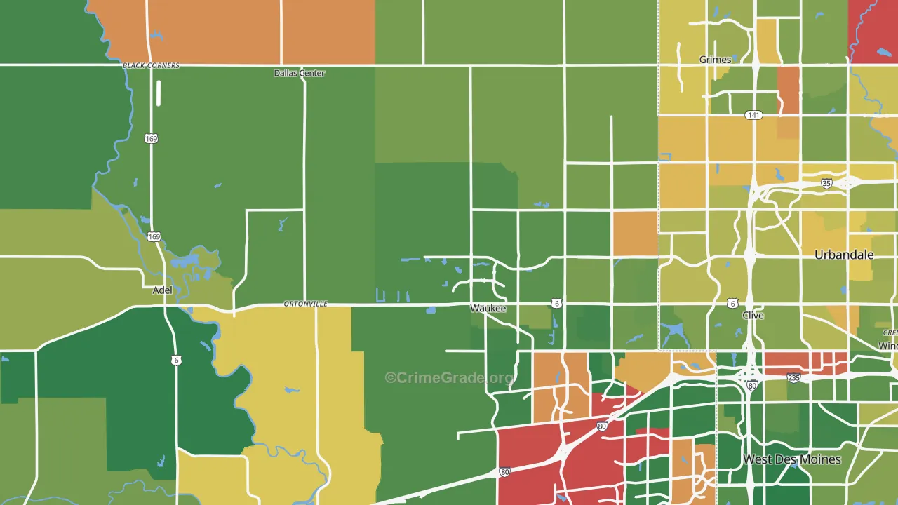 Dallas County, IA Map of Murder Rates