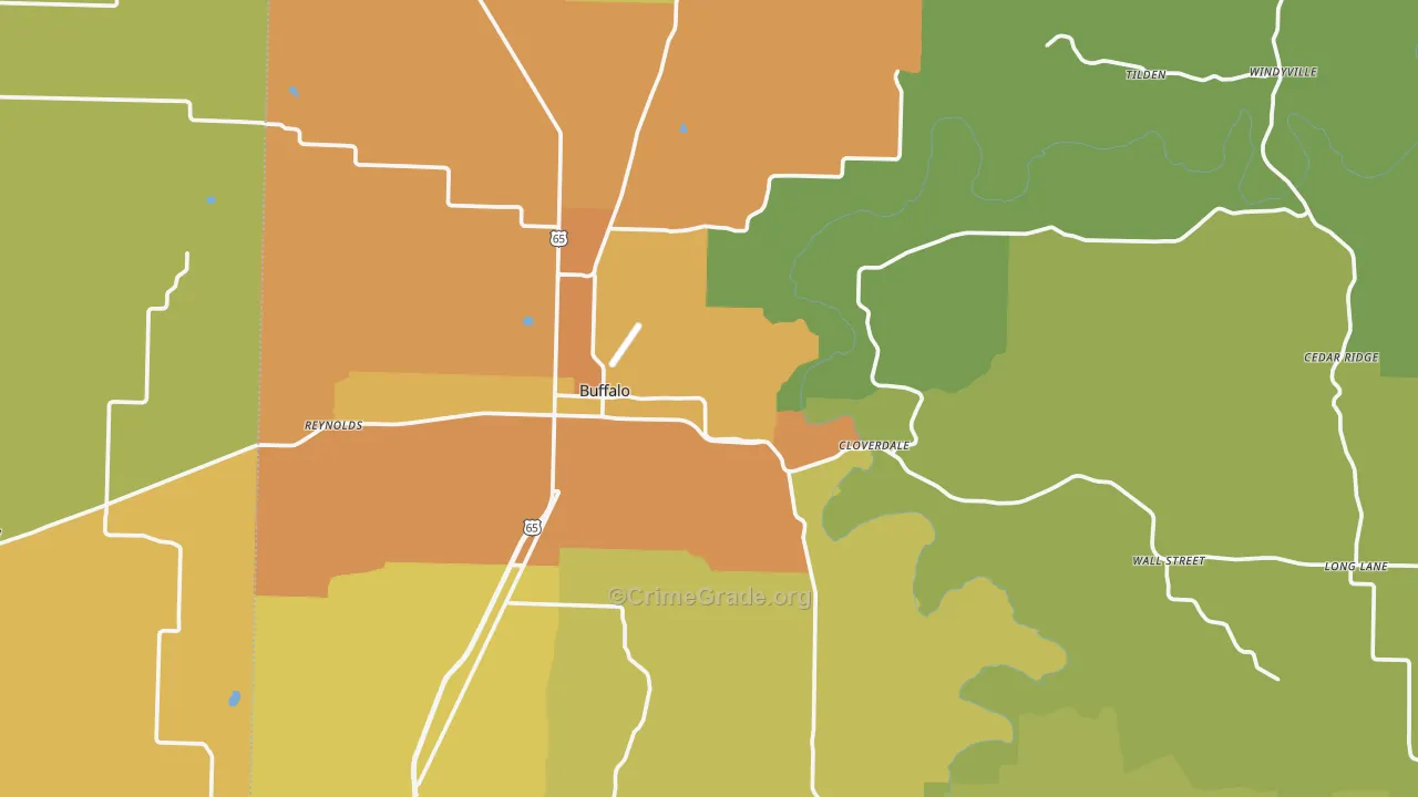Dallas County, MO Map of Murder Rates