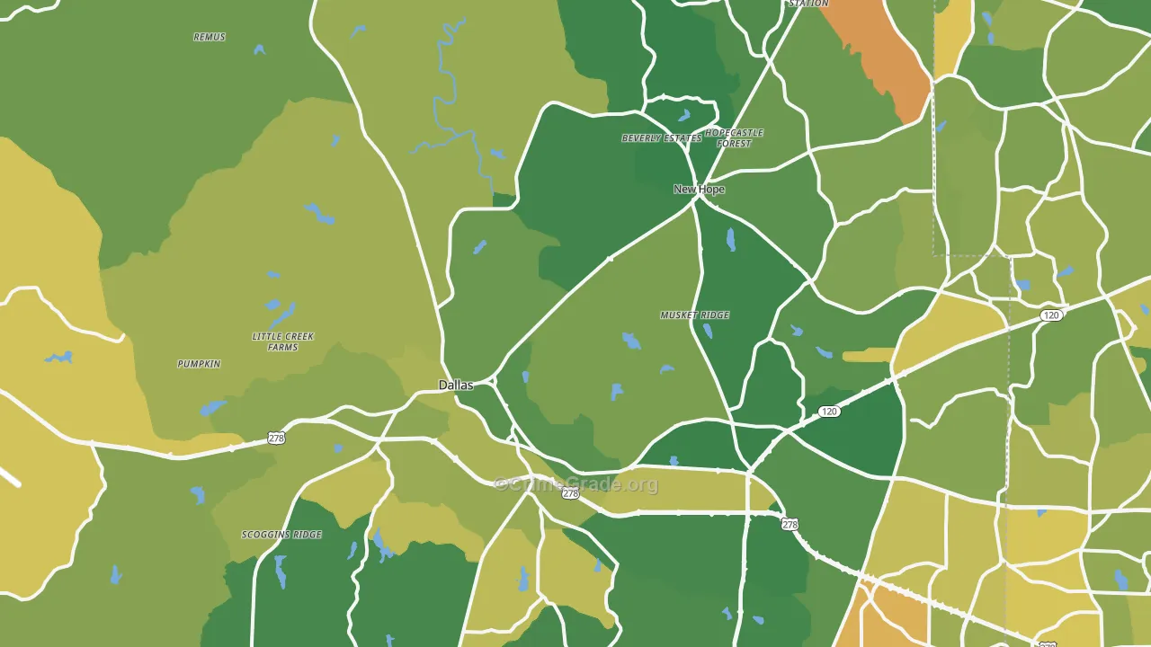 Dallas, GA Map of Murder Rates