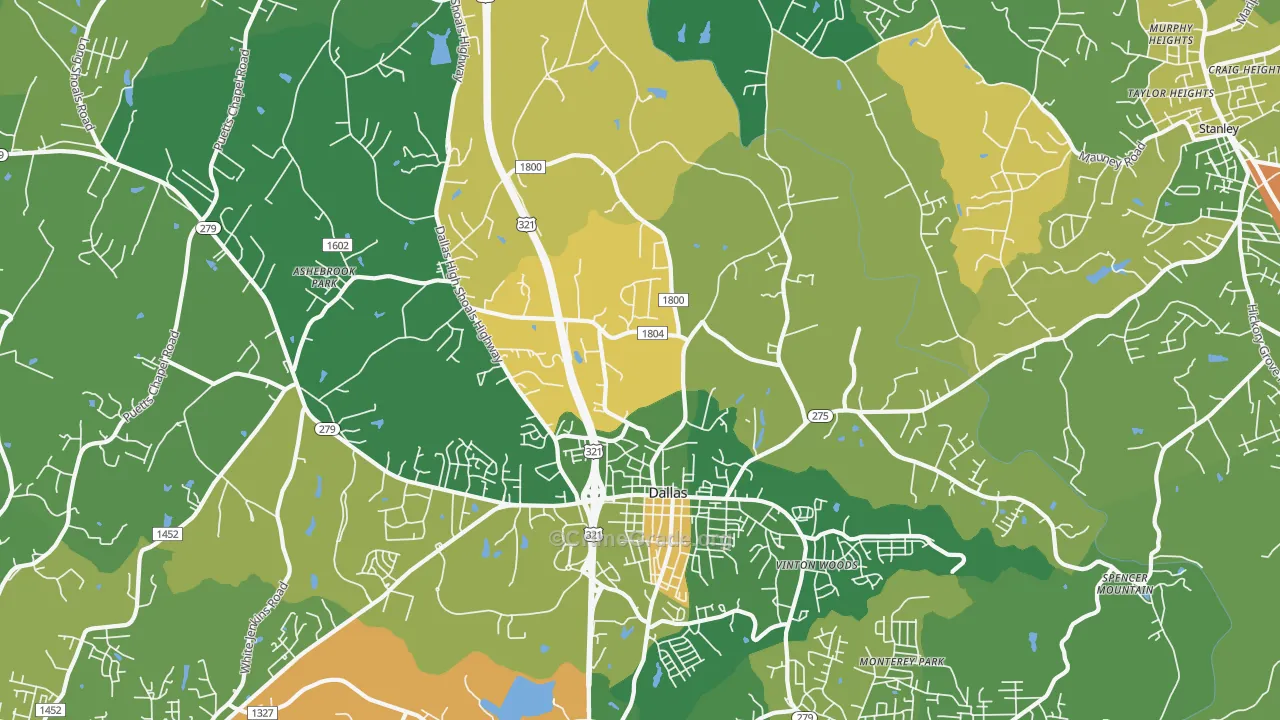 Dallas, NC Map of Murder Rates