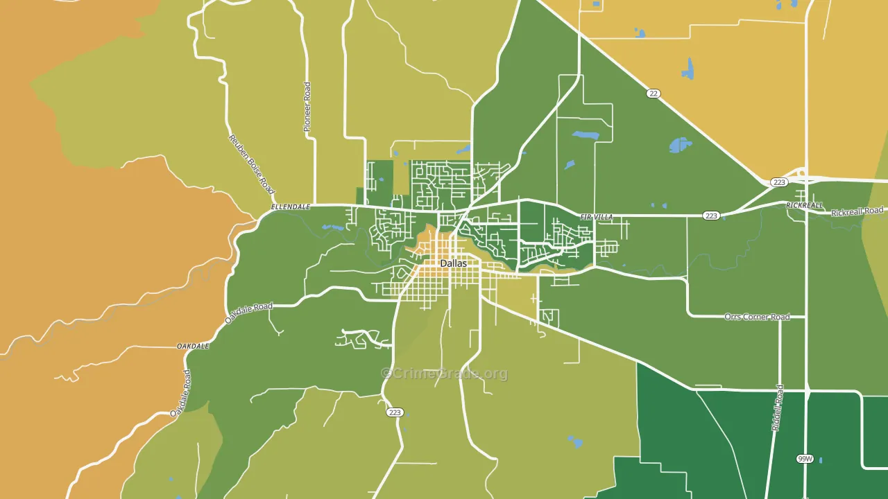 Dallas, OR Map of Murder Rates