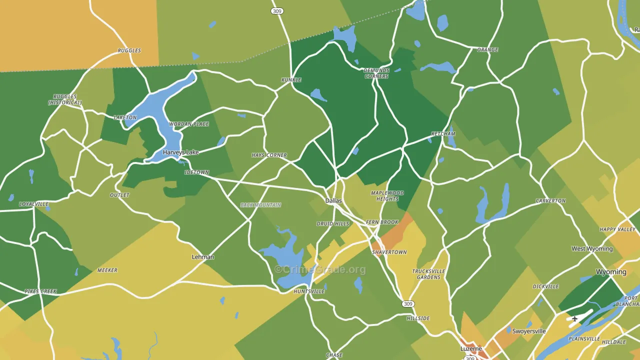 Dallas, PA Map of Murder Rates