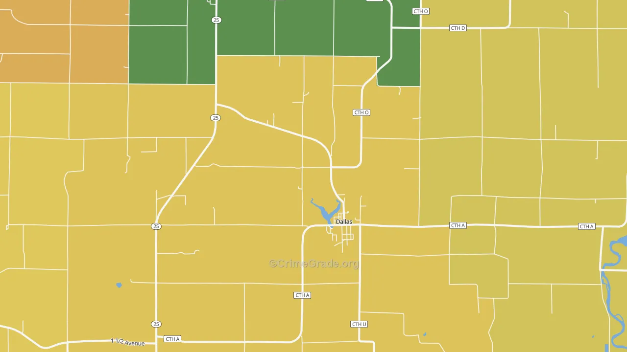 Dallas, WI Map of Murder Rates