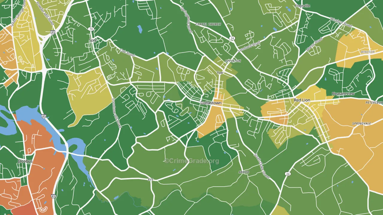 Dallastown, PA Map of Murder Rates