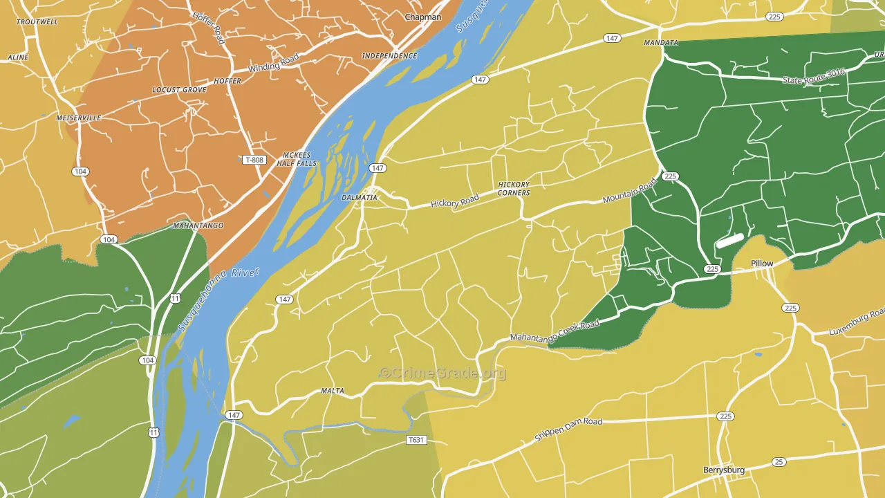 Dalmatia, PA Map of Murder Rates