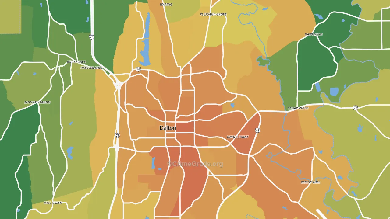 Dalton, GA Map of Murder Rates