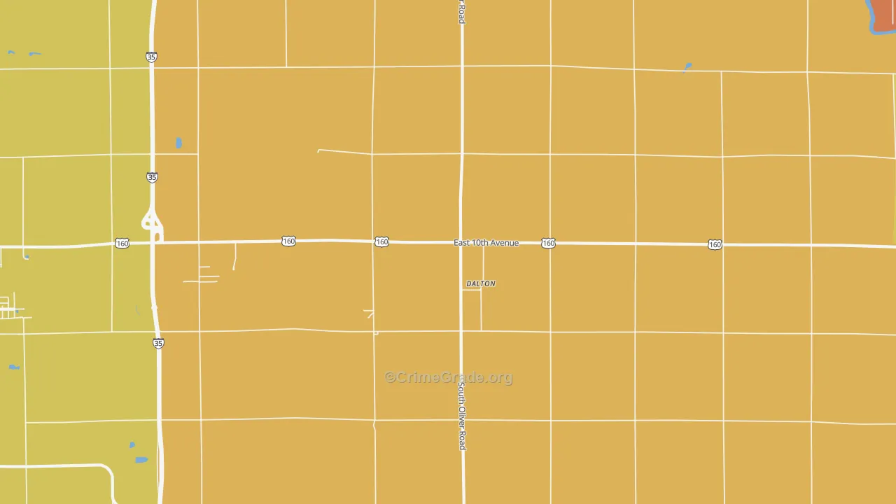 Dalton, KS Map of Murder Rates