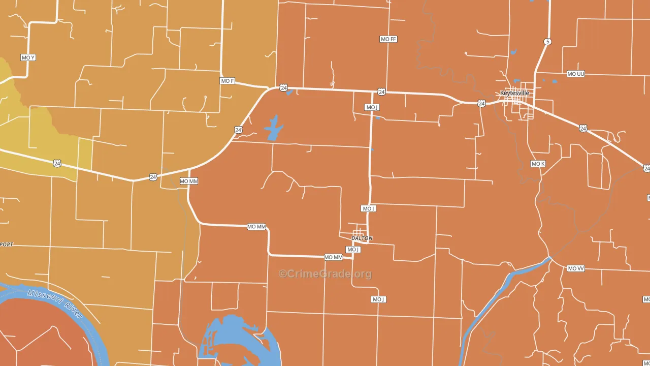 Dalton, MO Map of Murder Rates