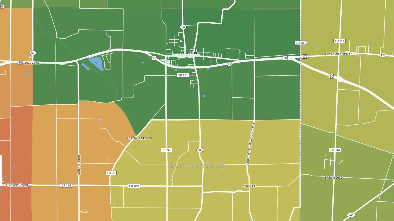 Dalton, OH Map of Murder Rates