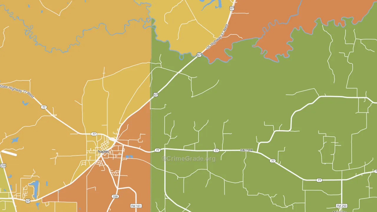 Dalton, TX Map of Murder Rates