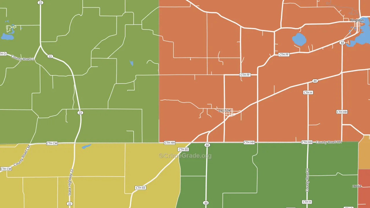 Dalton, WI Map of Murder Rates