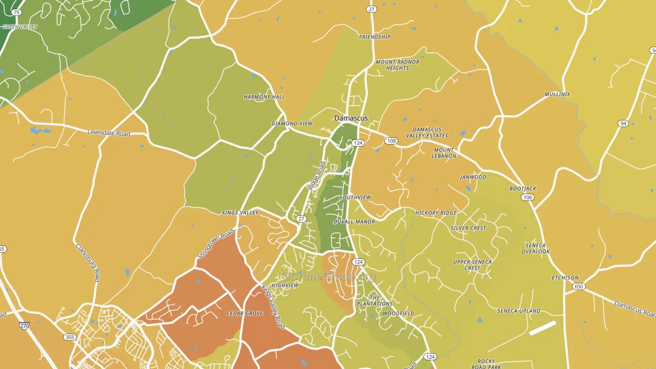 Damascus, MD Map of Murder Rates