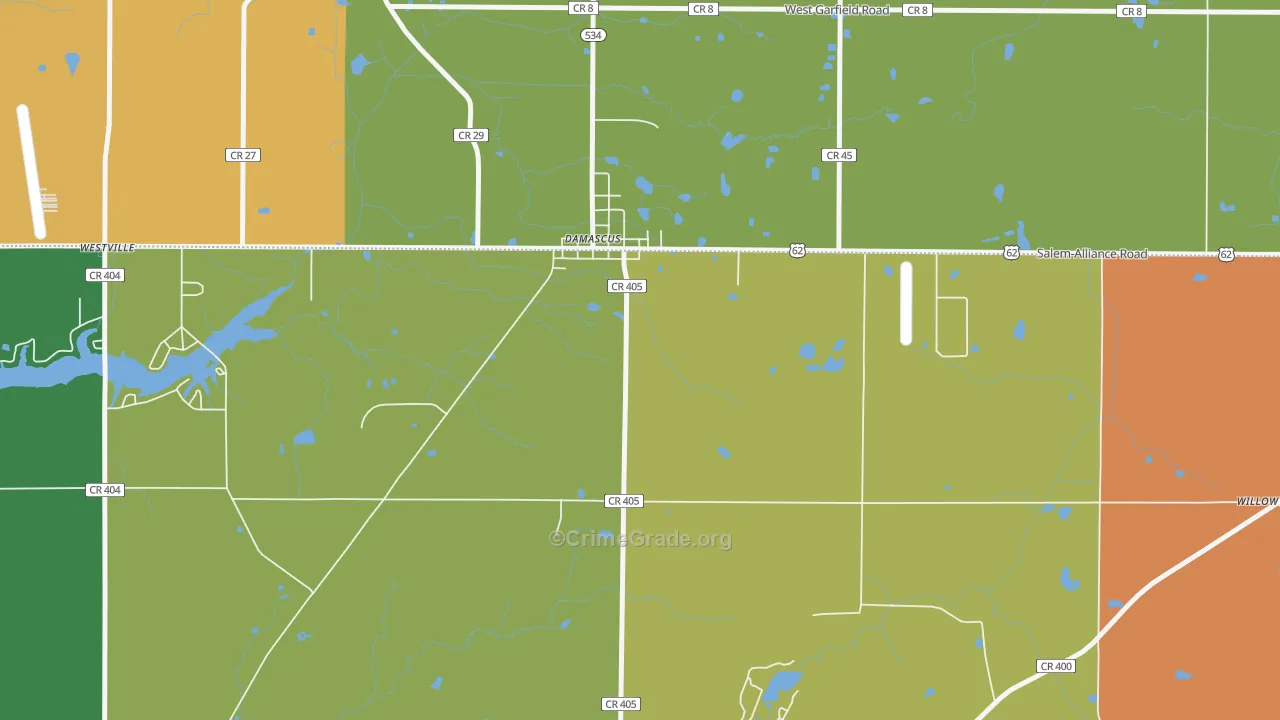 Damascus, OH Map of Murder Rates