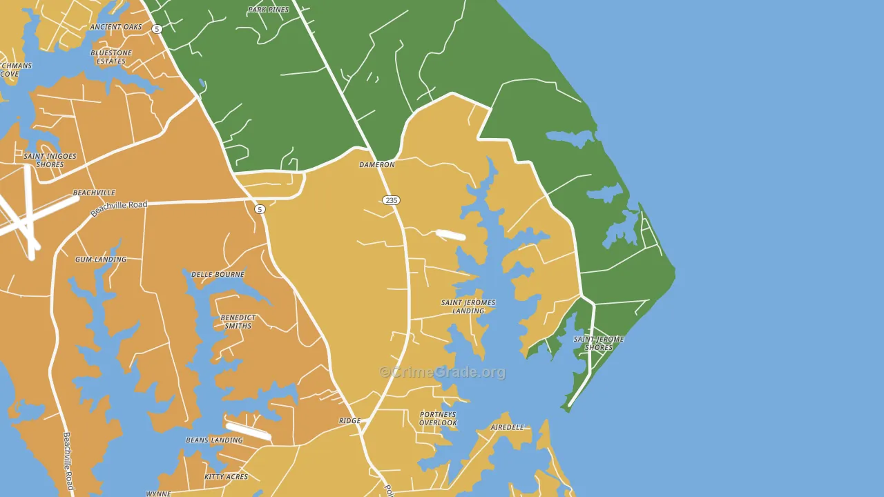 Dameron, MD Map of Murder Rates