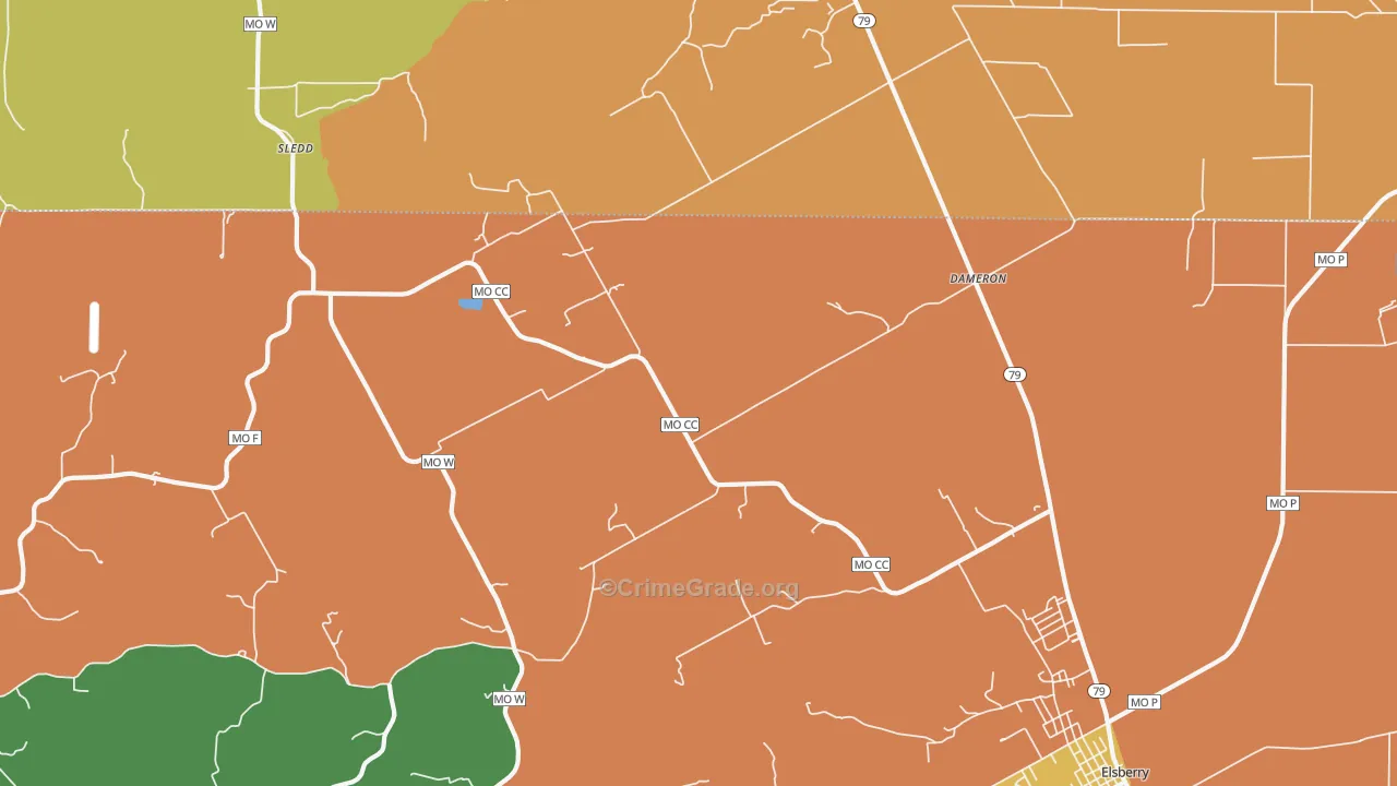 Dameron, MO Map of Murder Rates