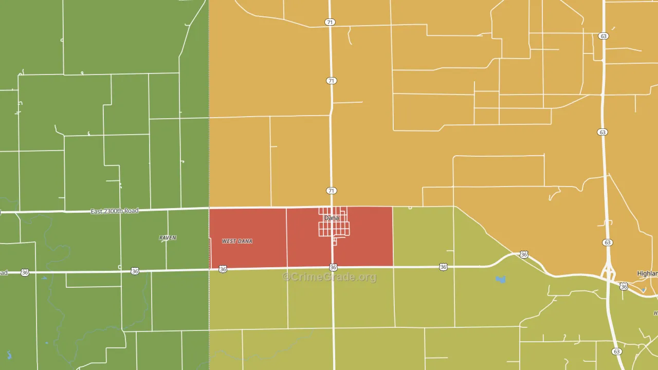 Dana, IN Map of Murder Rates