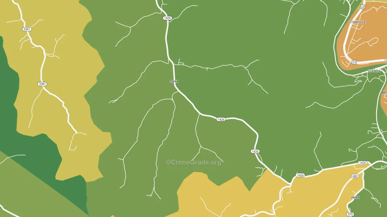 Dana, KY Map of Murder Rates